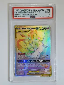 2019 Pokemon Mewtwo & Mew GX 242/236 Secret Hyper Unified Minds - PSA 9 - Image 1