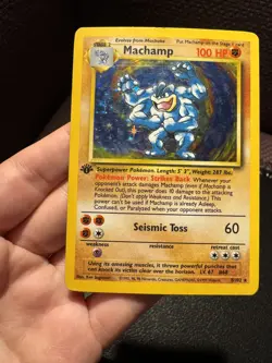 Pokemon Machamp Base Set 8/102 Holo 1st Edition HP - Image 3