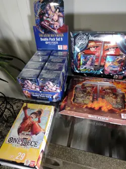 One Piece Op-14 Sealed Lot Of(8) Double Pack Set 9's & One (50) Pack Display Box - Image 5