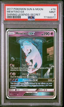 Pokemon 2017 Mewtwo GX 78/73 Alt Art Secret Rare Shining Legends PSA 9 - Image 1