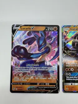 Pokemon Lucario GX SM100 Black Star Promo & Lucario V 027/073 - Image 3
