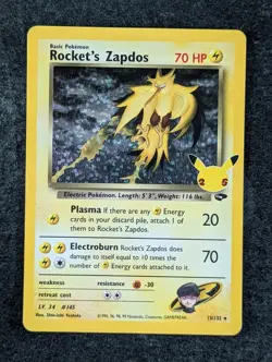 2021 Pokemon ROCKET'S ZAPDOS 15/132 Celebrations Gym Challenge Holo English - Image 1