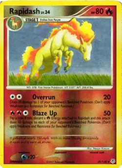 Pokemon TCG Rapidash 59/130 Diamond & Pearl Reverse Holo Uncommon MP - Image 1