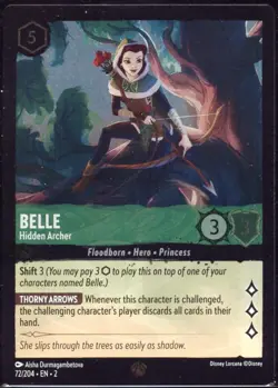 LORCANA BELLE HIDDEN ARCHER FOIL 72/204 RISE OF THE FLOODBORN MINT NEVER PLAYED - Image 1