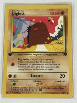 1st Edition Diglett 52/82 Team Rocket Pokemon Card Common WOTC - Image 1