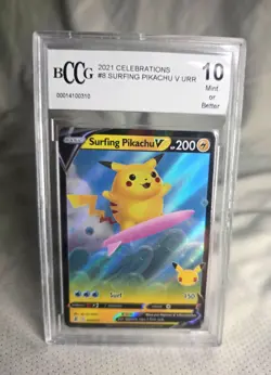 ✅ Pokemon TCG Surfing Pikachu V 8/25 Full Art Ultra Rare BCCG Beckett PSA 10 - Image 1