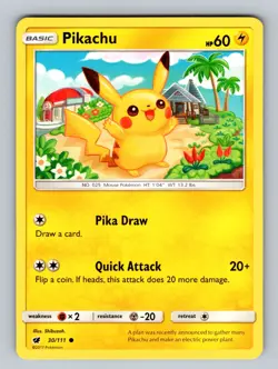 Pikachu 30/111 Common SM - Crimson Invasion LP - NM Pokemon TCG - Image 1