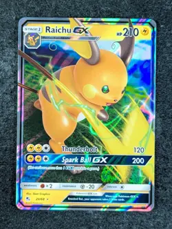 2019 Pokemon RAICHU GX 20/68 Hidden Fates Ultra Rare Holo Lightning English - Image 1