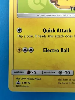2017 Pokemon Ash's Pikachu TCG Black Star Promo Card SM112 NM - Image 4