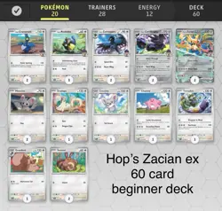 Hop's Zacian ex Pokemon TCG Premade Beginner Ready to Play Deck W/Sleeves - Image 1