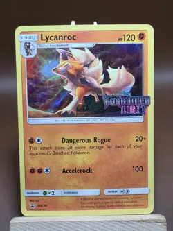 HP Pokemon Lycanroc SM118 SM Forbidden Light Prerelease Promo Holofoil - Image 1