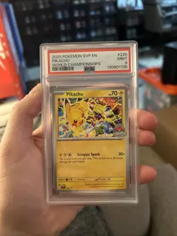 2025 POKEMON SVP EN-SV PROMO WORLD CHAMPIONSHIPS #225 PIKACHU PSA 9 ( 004 - Image 1