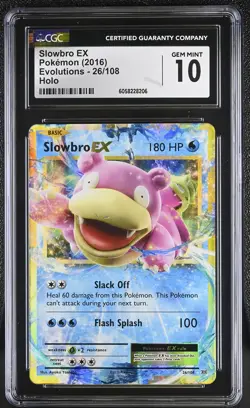 Pokemon CGC GEM MINT 10 Slowbro EX 26/108 - Evolutions, 2016 - Image 1
