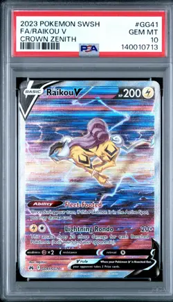 2023 Pokemon Crown Zenith Fa/Raikou v PSA 10, Graded Slab - Image 1