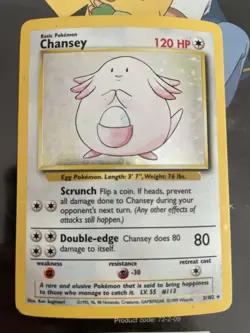 Pokemon TCG Chansey Base Set 3/102 Holo Rare MP/HP Condition - Image 1