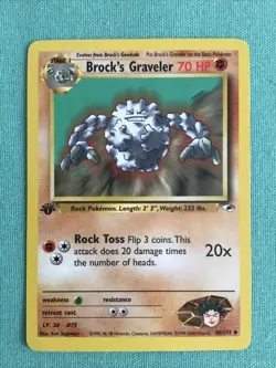1st edition Pokemon BROCK'S GRAVELER Card GYM HEROES Set 40/132 First Edition - Image 1