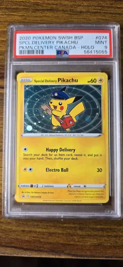 Special Delivery Pikachu SWSH074 SWSH: Sword & Shield Promo Cards Holo PSA 9 - Image 1