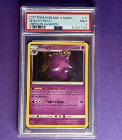2017 POKEMON SUN & MOON CRIMSON INVASION 38 GENGAR-HOLO - PSA 9 - Image 1
