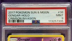 2017 POKEMON SUN & MOON CRIMSON INVASION 38 GENGAR-HOLO - PSA 9 - Image 2