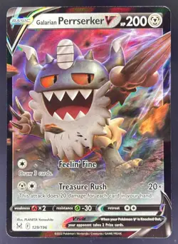 2022 Pokemon Sword & Shield Lost Origin Galarian Perrserker V #129/196 Holo - Image 1