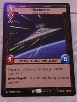STAR WARS UNLIMITED JTL DEVASTATOR Legendary Card NM - Image 1