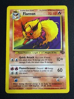 1999 Pokemon TCG Flareon Base Set 19/64 Jungle Rare Non-Holo - Image 1