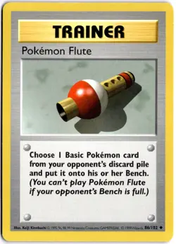 Pokemon Flute Unlimited Uncommon Base Set Shadowless 086/102 MP - Image 1