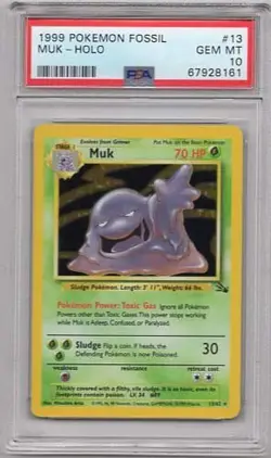MUK HOLOFOIL! #13 POKEMON FOSSIL PSA #67928161 GRADED GEM MINT 10!!! 1999 - Image 1