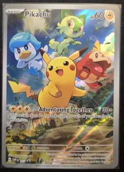 Pokemon TCG Pikachu SVP 027 Scarlet & Violet Black Star Promo LP - Image 1