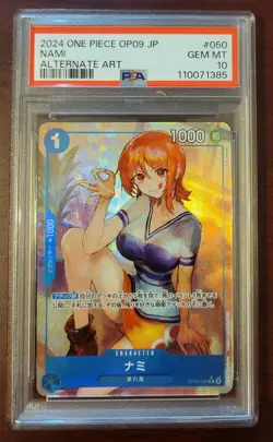 PSA 10 GEM MINT One Piece Japanese Op09 #050 Nami Alternate Art - Image 1