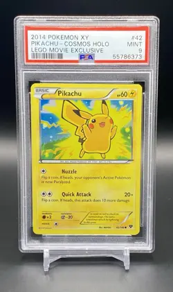 2014 POKEMON XY #42 PIKACHU COSMOS HOLO LEGO MOVIE EXCLUSIVE PSA 9 - Image 1