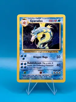 Pokemon TCG 99 Gyarados 006/102 Base Set Holo Rare MP - Image 1