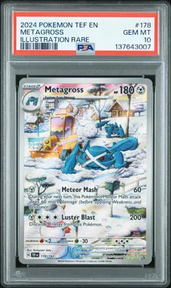 2024 POKEMON TEF EN-TEMPORAL FORCES ILLUSTRATION RARE #178 METAGROSS PSA 10 - Image 1
