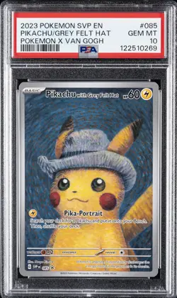 2023 POKEMON SVP EN-SV BLACK STAR PROMO #085 PIKACHU WITH GREY FELT HAT PSA 10 - Image 1
