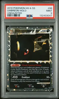 2010 POKEMON HEARTGOLD & SOULSILVER UNDAUNTED #86 UMBREON-HOLO PSA 9 - Image 1