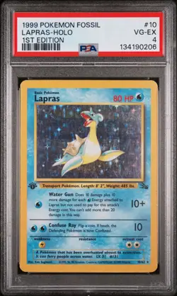 1999 Pokemon Fossil 1st Edition Holo Lapras #10 PSA 4 - Image 1