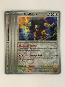 Pokemon TCG Obsidian Flames 4x Playset Reverse Holographic Bouffalant 174/197 NM - Image 1