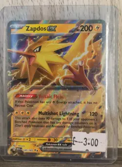 Pokemon Card Zapdos ex 145/165 Scarlet & Violet 151 MEW EN Double Rare NM - Image 1