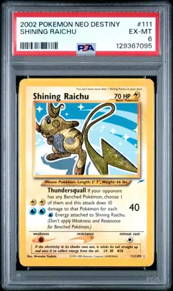 2002 POKEMON NEO DESTINY #111 SHINING RAICHU PSA 6 - Image 1