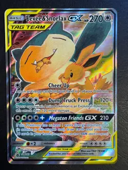 Eevee & Snorlax GX SM169 Pokemon Sun & Moon Tag Team Full Art Promo Near Mint - Image 1