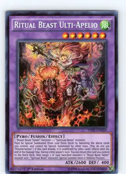 Yu-Gi-Oh TCG Ritual Beast Ulti-Apelio THSF-EN028 1st Edition Secret Rare Card NM - Image 1