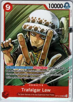 Trafalgar Law OP14-009 SR English The Azure Sea's Seven - One Piece Card - NM - Image 1
