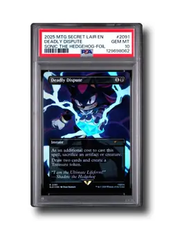 2025 MTG SECRET LAIR SONIC THE HEDGEHOG #2091 DEADLY DISPUTE FOIL PSA 10✨LOW POP - Image 1
