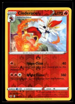 2020 Sword & Shield Cinderace #36 Reverse Holo Rare Pokemon Card - Image 1