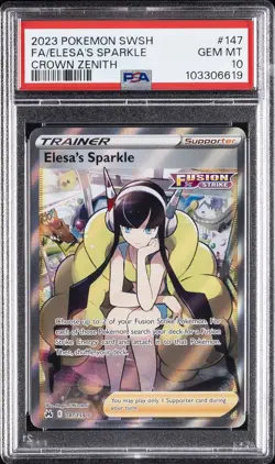 2023 POKEMON SWORD & SHIELD CROWN ZENITH #147 FULL ART/ELESA'S SPARKLE PSA 10 - Image 1