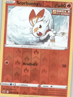 Scorbunny Reverse Holo Pokemon tcg SWSH06: Chilling Reign #026/198 - Image 1