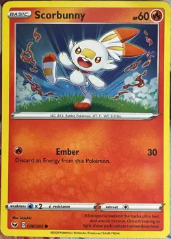Scorbunny Cosmos Holo - 030/202 - Sword & Shield Pokemon 2020 - Image 1