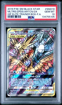 2019 POKEMON SM BLACK STAR PROMO FULL ART/MOLTRES & ZAPDOS & ARTICUNO GX PSA 10 - Image 1