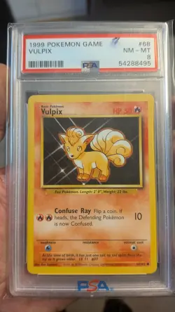 1999 POKEMON #68 VULPIX BASE SET UNLIMITED HP 50 ERROR NM-MT PSA 8 - Image 1