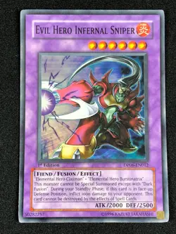 YUGIOH EVIL HERO INFERNAL SNIPER DP06-EN012 1ST SUPER (NM) - Image 1